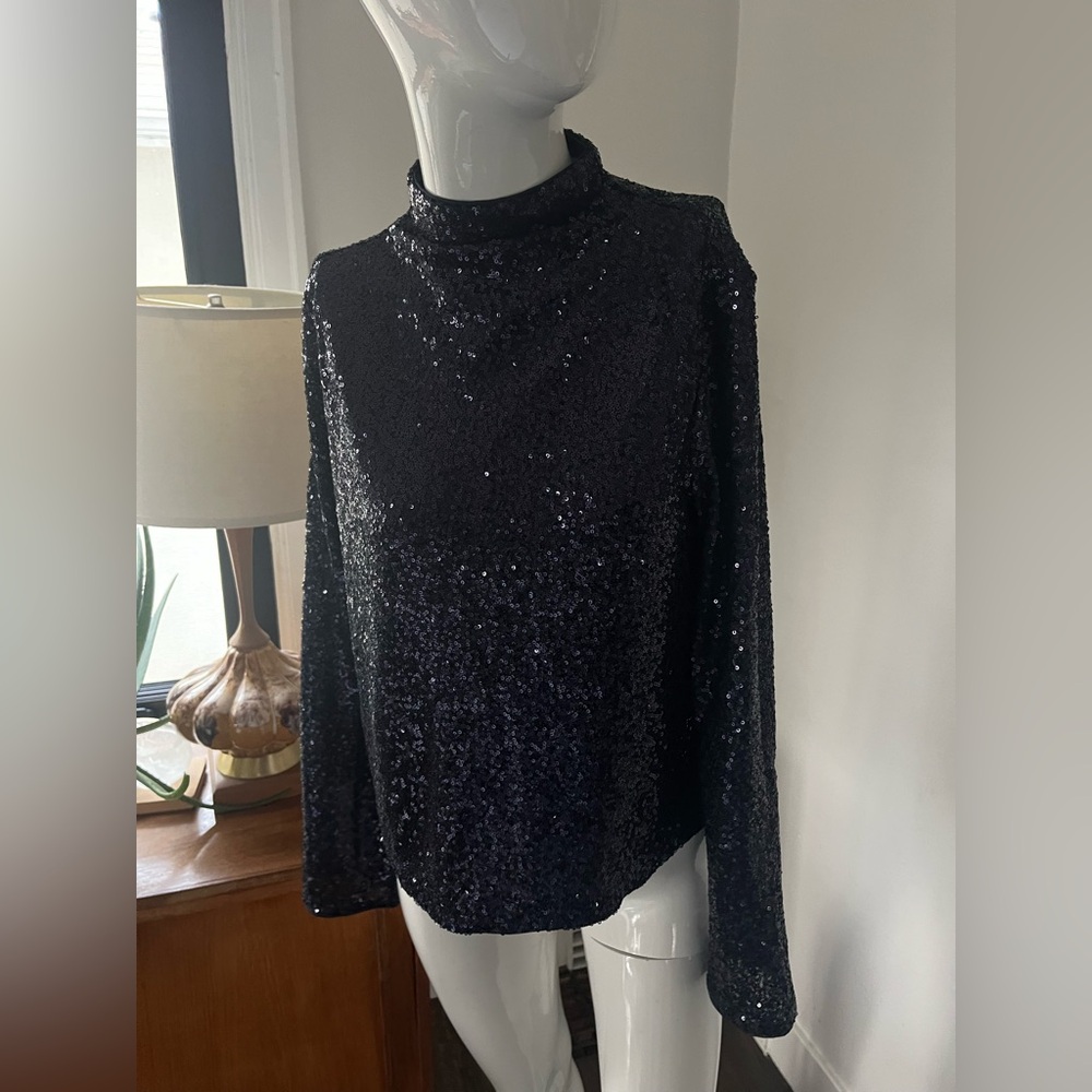 Elegant Blue Sequin Top